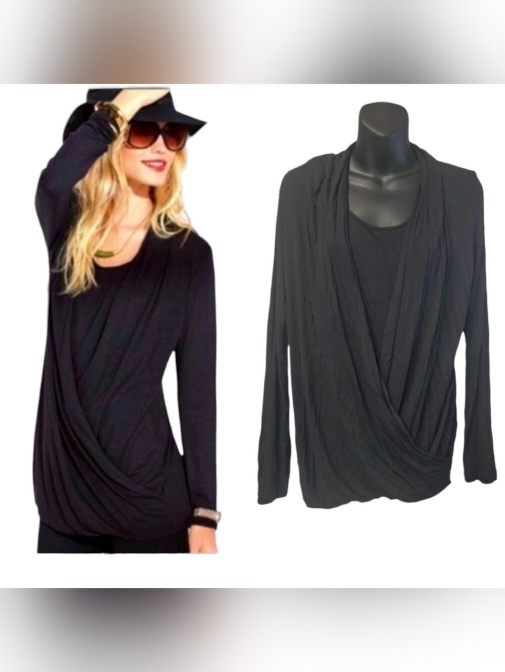 Cabi Black Long Sleeve Fickle Tee Sz M